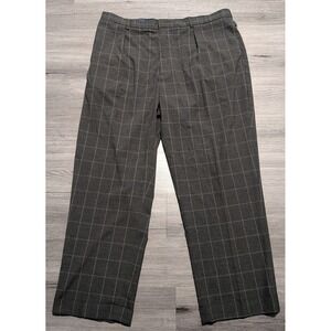 VTG Polo Golf Ralph Lauren Mens Gray Windowpane Pleated & Cuffed Pant Size 40x30